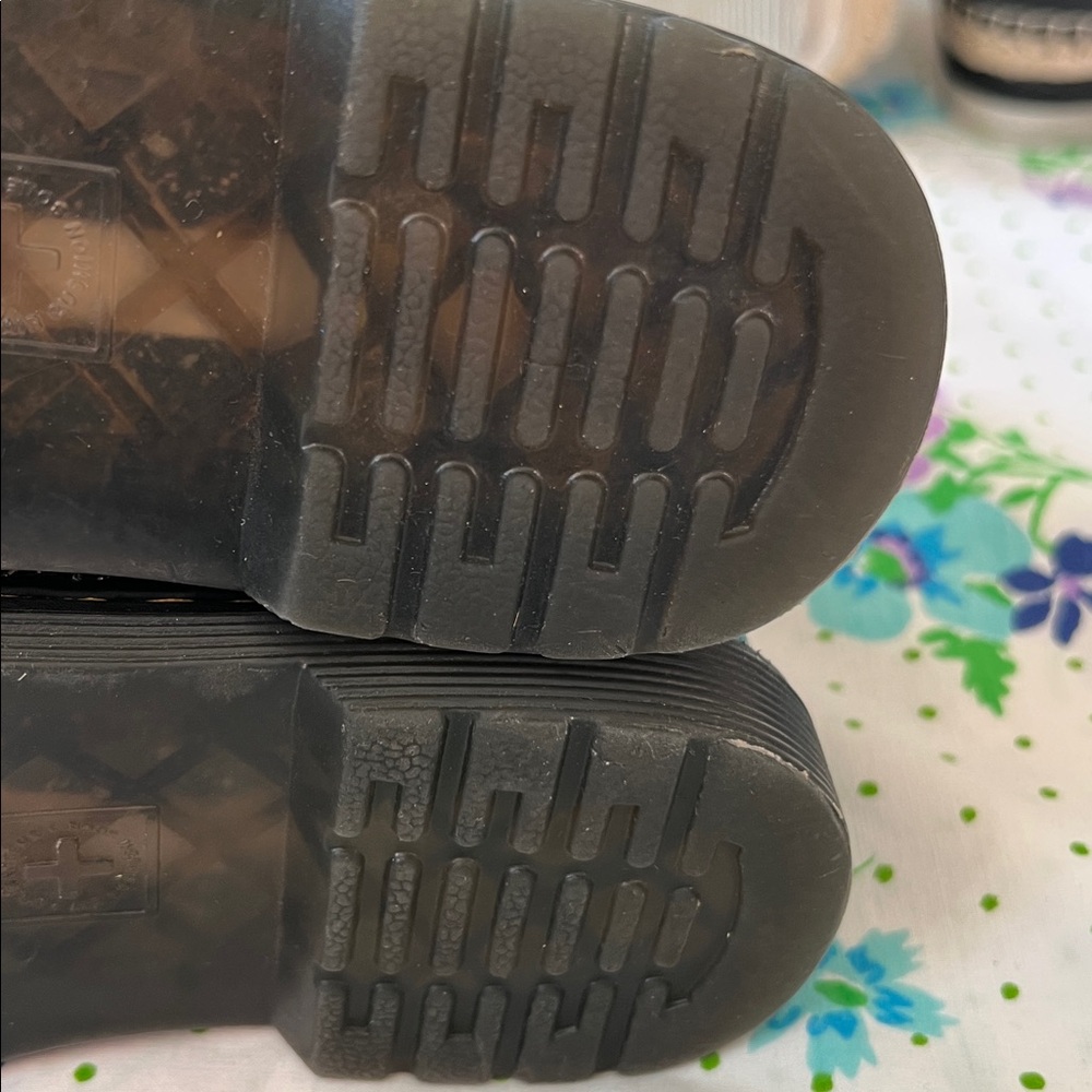 Dr Martens toddler sz 11 black sparkle with Appliqué flowers blue and purple EUC - Picture 6 of 10